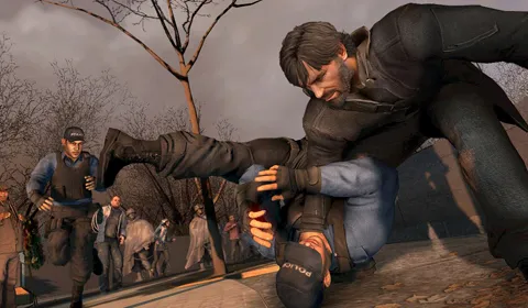Sam Fisher violently interrupts a local breakdancing competition.